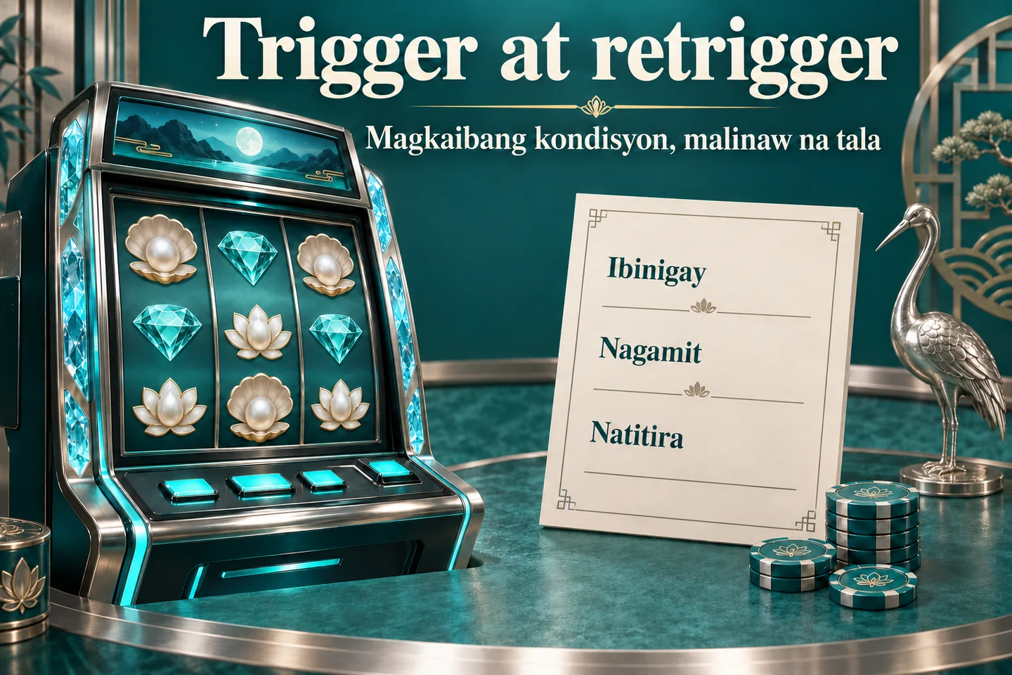 Kathang teal slot cabinet at tally sheet na magkahiwalay ang Ibinigay, Nagamit at Natitira.