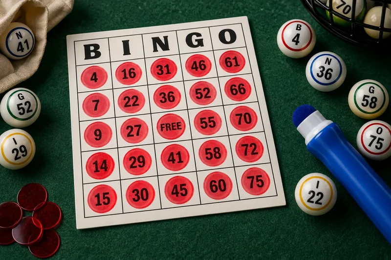 A bingo card with all 24 numbered cells marked around a free center.